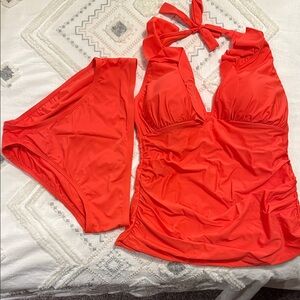 Ellen Tracy Bold Orange Swimwear